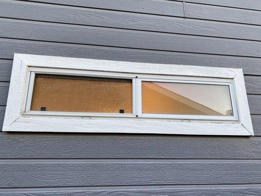 Before photo of bathroom window.