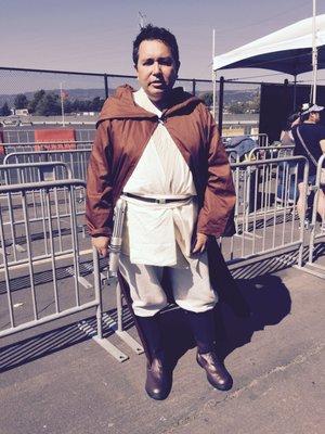 Jedi costume, courtesy of Enki Crafts. Wore it for Star Wars day in Oakland.