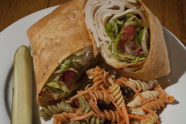 Turkey Wrap with a side of Pasta Salad - YUM!!!