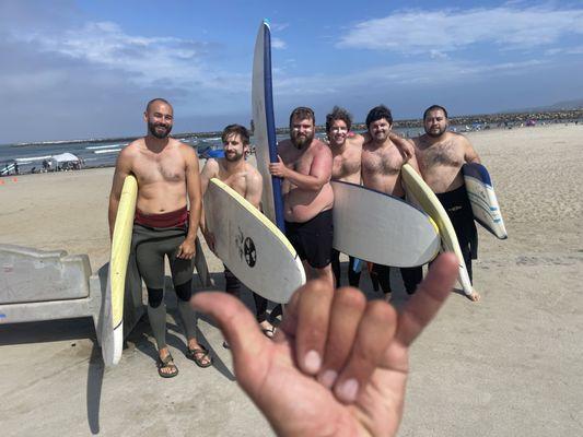 Surf lesson with the guys = Amazing batcher party idea.