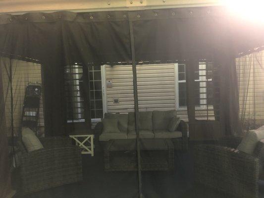 12x15 all metal gazebo now with black no seeum mosquito netting.