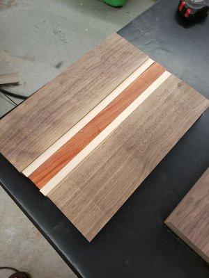 Walnut, Maple, and Padauk in the making 16"x12"x1.75"