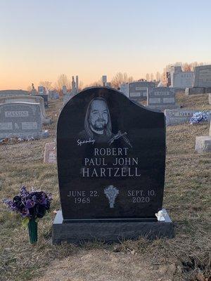 Spanky's headstone. Breathtaking. His own signature is on it & a drawing between the dates that he did for Saint Paul's church.