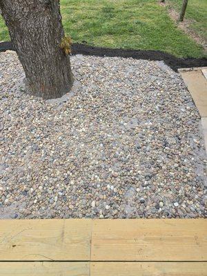 This is what the finished job looked like not covered at all sand is seen through the little rock laid