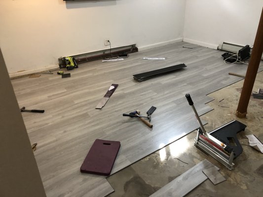 Installation of vinyl plank flooring in basement