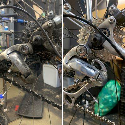 Rear Derailleur & Gears before and after Major Tune Up