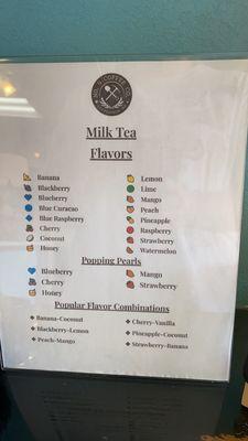 This is the milk tea/popping pearl menu