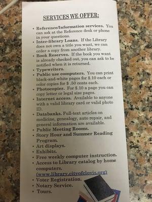 Services the library offers