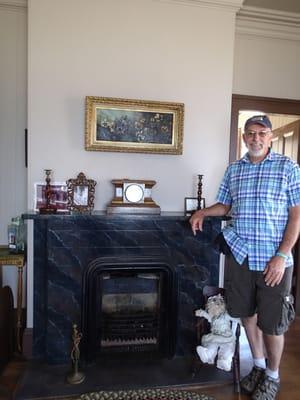 faux marble painted on fireplace at port san luis lighthouse