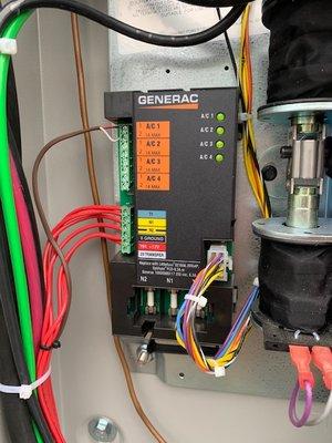 Generac 200A Smart Transfer Switch. Load monitoring controls heavy load operation. Air conditioning etc.