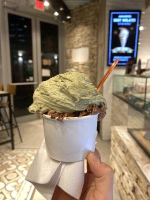 Pistachio Gelato and Ferrero Rocher Gelato