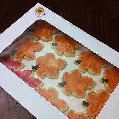 Leaf shaped frosted sugar cookies