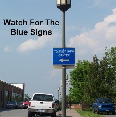 The Martinsville-Henry County Visitor Center is easy to find, just follow the blue signs!