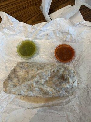 Burrito with both sauces