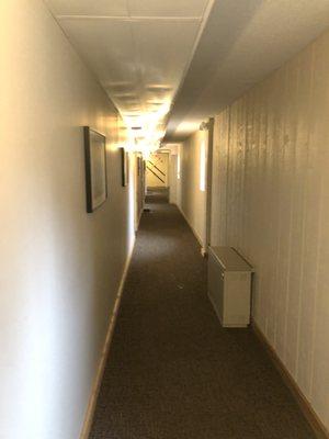 Hall way to each unit