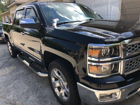 Customer in Lake Jackson got the two quarter panels wet-sanded and the whole truck polished