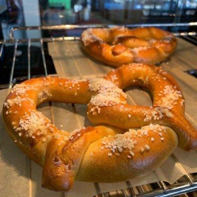 Fresh pretzels with or without salt:) You can also add cheese!