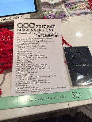 AOD 2017 Saturday Scavenger Hunt! [FanimeCon™ iPad® 1 not included]