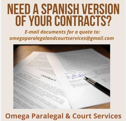 We can translate your contracts, company's policies and procedures, etc.