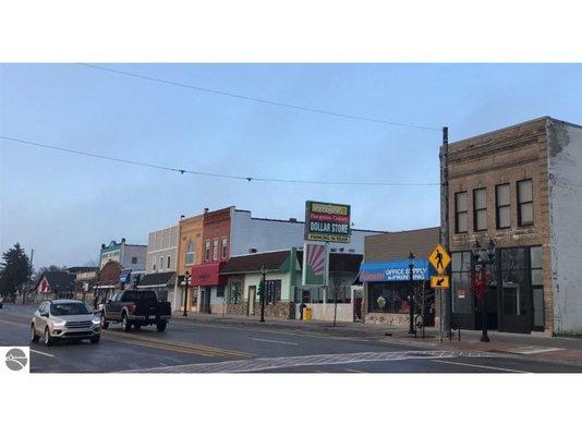 Downtown Kalkaska, accross from The Trout!