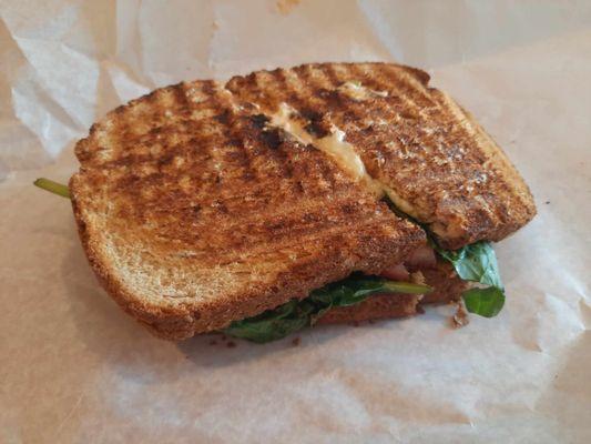 Soys of Summer - Organic Smoked Tempeh, Mozzarella,
 Spinach, Tomato, Onion with Homemade
 Cherry Pepper Mayo.