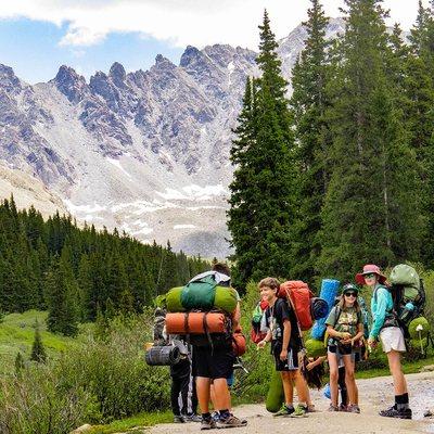 Summer campers on an overnight backpacking trip.