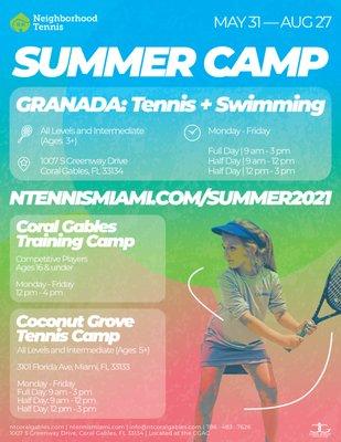 Summer Camp 2021 Tennis and Swimming