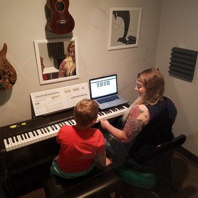 Rowan's Piano Lesson with Allie