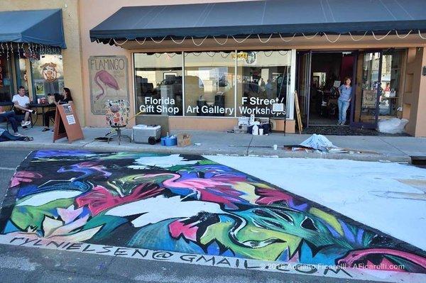 Studio front entrance, during Sidewalk Chalk festival.