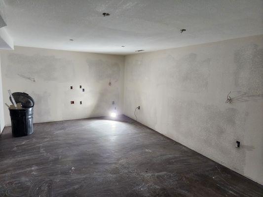 A basement finish that we had the pleasure of helping with. Drywall installation and texture.