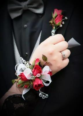 Wrist corsage and boutonniere