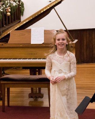 Piano student at a recital