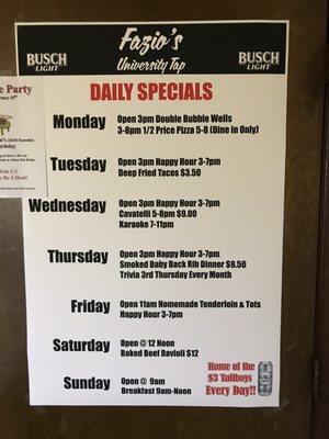 Daily specials