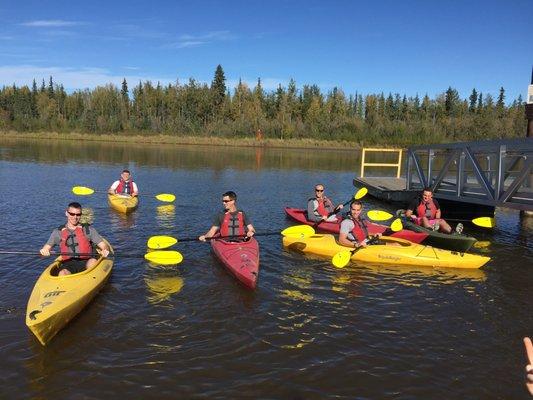 Heading out in Kayaks