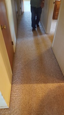 Before and after carpet cleaning.