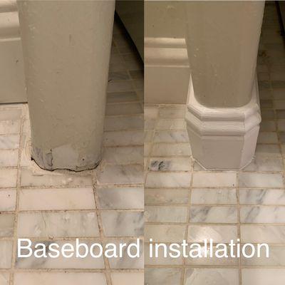 We install baseboard and trim.