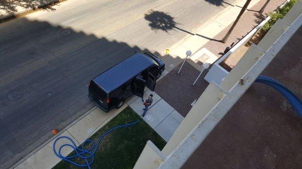 Doing a carpet on the forth floor