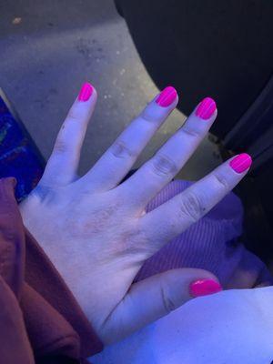 Pink gel nails