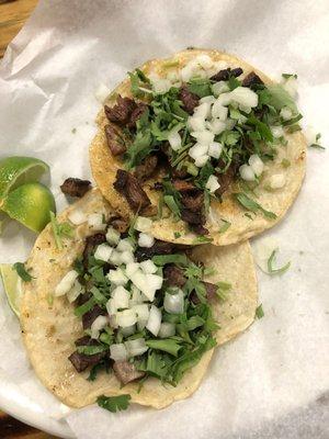 Steak and lengua tacos