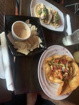 Quest, amberjack, veg taco salad with watermelon. Yum