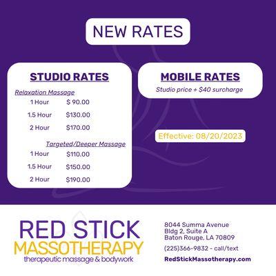 Studio and mobile rates