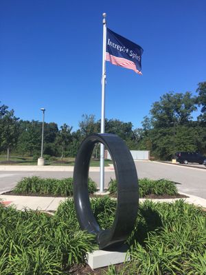 The Intrepid Spirit flag flys outside the Belvoir TBI Clinic.