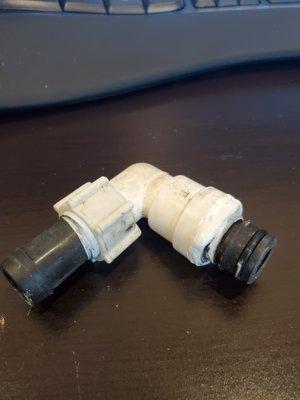 This connector was dripping salt water into my bilge on the first sea trial.