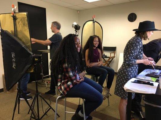 Professional hair and makeup before a photoshoot!