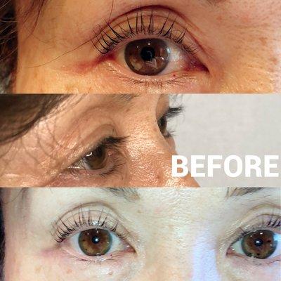 Before and after lash lift done by Aubrie Park