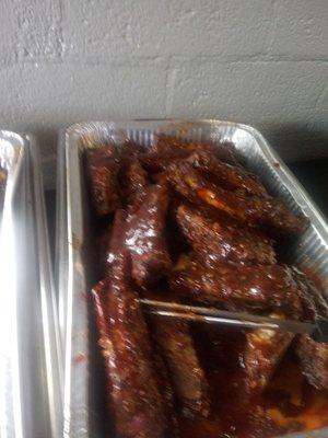 Beef ribs with a honey BBQ sauce