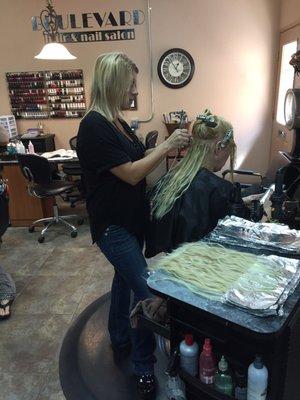 Rebecca doing beautiful hair extensions