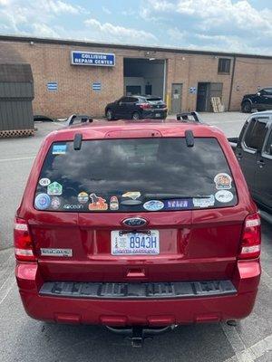 Repainted rear hatch door.