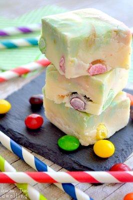 White Chocolate Skittles Fudge Can be flavored with Stoli Orange