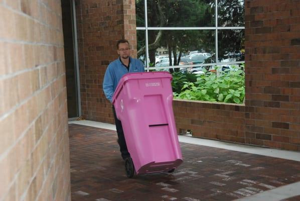 Our pink bins for the nation's first ever Shred Cancer Program